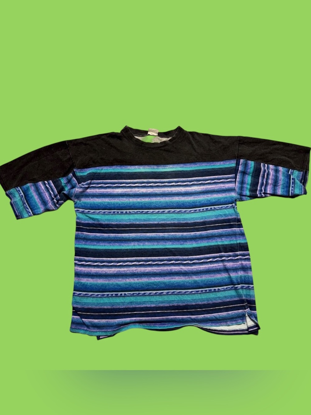 Vintage 90s Surfer Acid Wash Striped Oversized Shirt